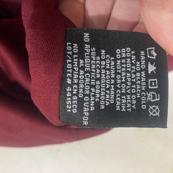 Burgundy Cold‎ Shoulder Jumpsuit W/ Rhinestone Straps Size M - Picture 11 of 13